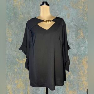 SHEIN Black Blouse with Gold Detail. Size 4X